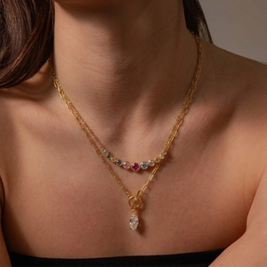 Collana J&D Jewelry con Ciondolo a Forma di Pesce e Stella Marina Placcata in Oro 18K, Strass Bianchi, Catena a Graffetta in Acciaio Inossidabile Impermeabile - Product Image 3