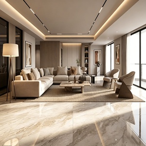 กระเบื้องพอร์ซเลนลายหินอ่อนเงาขนาด 750x1500 มม. สีไลท์คอฟฟี่ ราคาถูกที่สุดในโลก ทนทานต่อการสึกหรอเป็นพิเศษ เหมาะสำหรับบ้าน โรงแรม และโครงการต่างๆ - Product Image 2