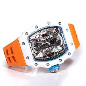 High End Mens Tourbillon <b>Watch</b> White Ceramic Tonneau Case with Fully Skeletonized Movement - Product Image 3