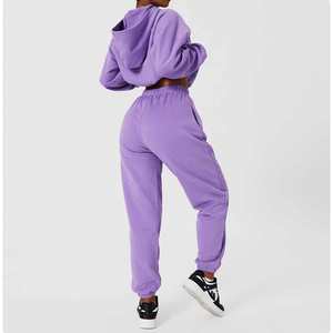 Lcool Winter Custom Übergroße Baumwolle Fleece Hoodie Trainings anzug <span class=keywords><strong>2</strong></span>-teiliges Set Damen Langarm Custom Logo Jogger Set - Product Image 4