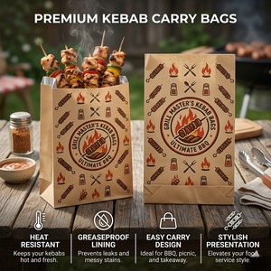Disposable Greaseproof Aluminum Foil Lined Kraft <b>Paper</b> Bag Custom Logo for BBQ Chicken Fried Skewers Food Packaging - Product Image 4