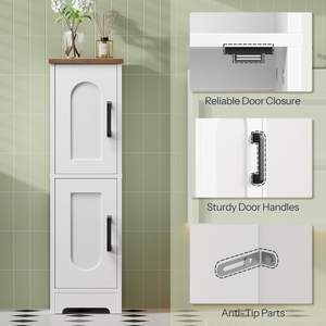 Gabinete de Almacenamiento Pequeño para Baño, Gabinete de Almacenamiento de Esquina Estilo Rústico con 2 Puertas y Estantes Ajustables, Gabinete para Papel Higiénico - Product Image 1