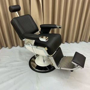 Silla de barbero estilo retro para hombres con respaldo reclinable para barberías y salones. - Product Image 5