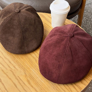 Mũ beret polyester màu trơn tùy chỉnh, chất liệu nhung mềm, kiểu mũ lưỡi trai, mũ phẳng, mũ nghệ sĩ màu trơn, mũ kiểu vintage, mũ newsboy - Product Image 6