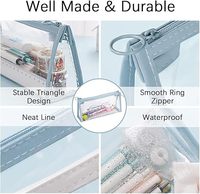 Transparent fermeture éclair stylo crayon pochette examen papeterie organisateur voyage cosmétique maquillage sac pour étudiants adultes utilisation pratique