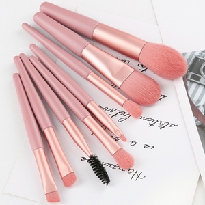 Ensemble de 8 mini-pinceaux de maquillage personnalisés, pinceaux professionnels en fibres douces avec un sac, <span class=keywords><strong>pinceau</strong></span> portable pour fond de teint, fard à paupières, anticernes - Product Image 4