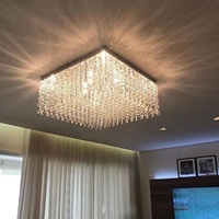 Plafonniers carrés modernes en cristal de l'usine d'éclairage Guangdong Zhongshan pour la décoration de maisons de luxe et les salles de banquet