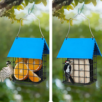 Mangeoire à oiseaux personnalisée JH-Mech, design cage durable, plusieurs ports d'alimentation, métal thermolaqué, mangeoire suspendue pour graisses d'oiseaux