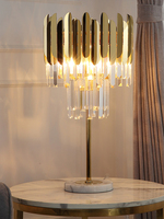 Meilleures ventes lampe de table en cristal translucide doré salon hôtel lampadaire lustre éclairage simple