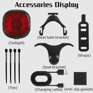 WEST BIKING-Luz trasera de flujo de bicicleta, advertencia de seguridad de carga tipo C, freno de bicicleta, luz trasera, luces de señal de giro a la venta - Product Image 5