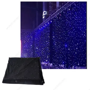 Kapalı mavi beyaz damla projektör odası zemin kumaş düğün sahne dekorasyon pırıltı yıldız 300 Led pencere perde dize işık