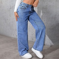 Jean droit taille haute décontracté en denim pour femme, coupe ample, très tendance