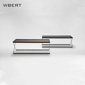 WBERT Table à thé moderne à plateau rectangulaire Style italien Table d'appoint de salon simple Table à manger en métal et bois - Product Image 5