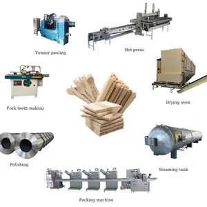 Disposable wooden tongue depressor stick production line wooden cutlery spoon knife fork making machinery