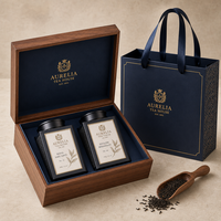 Boîte de présentation de thé personnalisée en fer blanc avec deux boîtes à thé carrées, emballage cadeau d'entreprise pour le thé