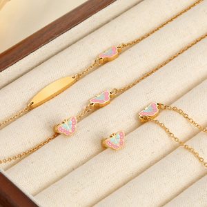 TZ053 Cute Stainless Steel Animal Jewelry <b>Set</b>-Gold Plated Butterfly Necklace <b>Screw</b> Back Stud Earrings Fashion Jewelry <b>Sets</b> - Product Image 5