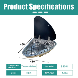 Estufa de Gas para RV JDA de 3 Quemadores, Acero Inoxidable, para Autocaravana, Caravana, Barco, con Cubierta de Vidrio Templado - Product Image 2