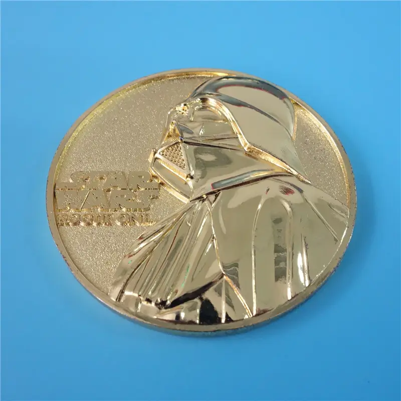 Kunshan Factory Double Side Engraved 3D Gold Plated Metal Challenge Coin