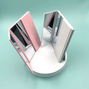 Factory Wholesale Foldable Trifold Vanity <b>Table</b> <b>Mirror</b> ABS Plastic Tri-fold Portable Travel Magnified MakeUp <b>Mirror</b> - Product Image 2