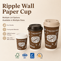 Vaso de Papel Desechable Premium, Ecológico, Biodegradable, Compostable, con Pared Ondulada, Apto para Alimentos, Libre de BPA, No Tóxico, Resistente al Calor