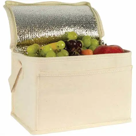 Geri dönüşümlü pamuk soğutucu çanta üreticileri eko-friendlyshopping çanta özelleştirilmiş dayanıklı pamuk tuval öğle soğutucu çanta