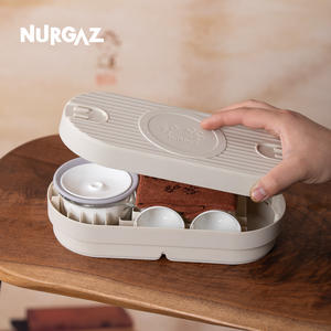 Juego de té portátil NURGAZ, kit de viaje de porcelana blanca, diseño compacto para uso en exteriores - Product Image 1