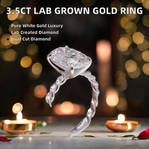 Bagues de luxe torsadées faites à la main en argent plaqué or 10k 14k 18k avec diamant de laboratoire ovale de 3,5 carats certifié IGI de la marque Stonewels High Jewelry - Product Image 2