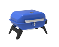 Gril à gaz de table carré pour l'extérieur Gril au propane Barbecue Poulet Four à gaz avec couvercle bleu et chariot BBQ