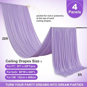 Cortinas de Techo Color Morado Claro para Bodas y Fiestas, Extra Largas, de Poliéster Grueso, Sin Arrugas, para Decoración de Carpas y Toldos para Fiestas de Cumpleaños - Product Image 6