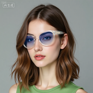 Gafas transparentes ovaladas con montura completa, lentes de resina de color sólido, anti-UV, uso diario para mujer, adulto - Product Image 1