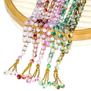 9 нитей, разноцветные мусульманские ледяные хрустовые четки, стеклянные бусины для браслета Tasbih, религиозные ежедневные подарки для молитв - Product Image 1