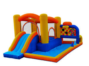 Nhà nhỏ <span class=keywords><strong>2025</strong></span> sử dụng lâu đài bơm hơi với cầu trượt nước bóng rổ để sử dụng trong vườn - Product Image 2