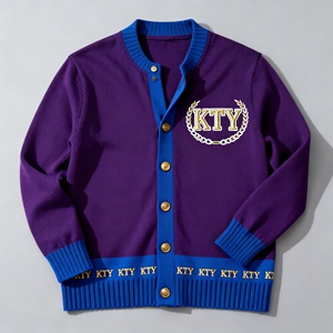 <span class=keywords><strong>Cardigan</strong></span> Invernale da <span class=keywords><strong>Uomo</strong></span> Personalizzato di Grandi Dimensioni, Giacca <span class=keywords><strong>Blu</strong></span> con Orlo a Costine, Bottoni Singoli, Lavorazione a Maglia 12 GG - Product Image 3