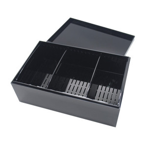 Humidor à <span class=keywords><strong>cigares</strong></span> <span class=keywords><strong>en</strong></span> acrylique noir givré écologique au design moderne avec 3 séparateurs pour le rangement et l'organisation - Product Image 1