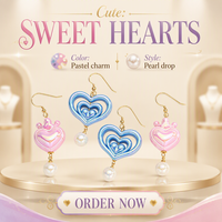 Boucles d'oreilles en perles avec crochets en acier inoxydable, motif couronne et cœur, colorées, ajourées, mignonnes, romantiques, douces, polyvalentes, adaptées à toutes les tenues, bijoux de mode