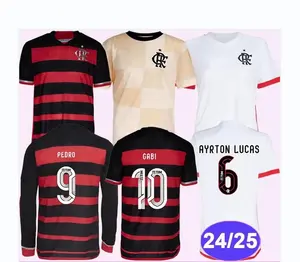 24 25 Flamengo Player Mens Soccer Jerseys Long Sleeve GABI PEDRO L. ARAUJO FABRICIO BRUNO ALLAN DE Training Wear