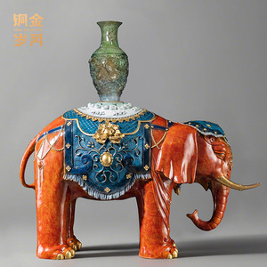 Copper Art Workshop Auspicious <b>Elephant</b> Bronze Craft Feng Shui <b>Decoration</b> For Living Room And Hotel Lobby - Product Image 1