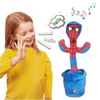 Jouet Cactus Parlant Rechargeable, Danseur Électrique Musical pour Enfants, Peluche Certifiée Sûre et Réglable