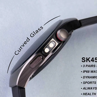 Reloj Inteligente SK45pro con Pantalla de 1.53 Pulgadas, Resistente al Agua, Monitor de Ritmo Cardíaco, Oxígeno en Sangre, Llamadas Bluetooth, Carga Inalámbrica, con 3 Correas