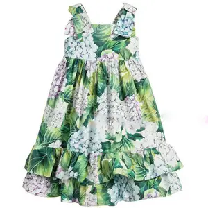 Robe d'été pour filles de 3 à 7 ans, robe florale style hawaïen, vêtements pour enfants