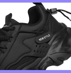 Chaussures classiques noires et blanches à lacets pour hommes – Tendance mode printemps-été, baskets de loisirs à plateforme pour la course et la marche - Product Image 5