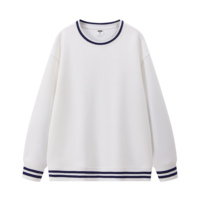 Sweat-shirt unisexe vintage rayé à col rond M087 350 grammes, pull en mélange coton-polyester, sweat-shirt vierge personnalisable pour uniforme