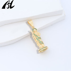 Medalhas de Nossa Senhora de Guadalupe e São C-821, C-806 com Zircônia Cúbica Verde Esmeralda e Transparente, Joias da Fé Católica - Product Image 4