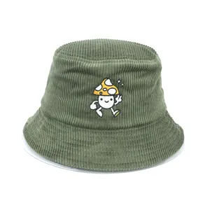 批发灯芯绒水桶帽，定制刺绣渔夫帽