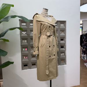 เสื้อโค้ทเทรนช์โค้ททรงยาวแฟชั่นใหม่ไม่ซ้ำใครจาก OUDINA พร้อมเข็มขัดคาดเอว เสื้อเบลเซอร์หรูหราสำหรับผู้หญิง ป้องกันลม - Product Image 3