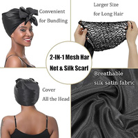 Bonnet enveloppant 2-en-1 personnalisé avec logo et foulard pour une routine de soin capillaire sans chaleur en soie, durable et confortable, facile à utiliser