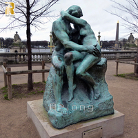 Statue de couple amoureux en bronze et cuivre grandeur nature, style antique, design personnalisé pour la décoration artistique