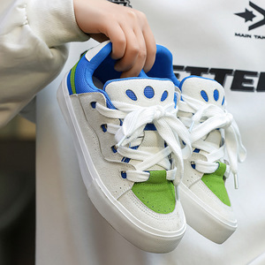 Men's RO Color <b>Block</b> Vintage Bread Shoes, Non-Slip Skateboard Shoes, Korean Fashion Trendy Shoes - Product Image 2