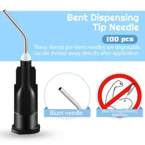 Dental Bent Needle Tip Dental Flow Sealant Etchant Composite Resin Acid Reagent Delivery Syringe Tips