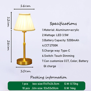 Có thể điều chỉnh chiều cao 30-40cm không dây đèn bàn vải bóng râm E14 cho nhà hàng phòng ngủ đám cưới khách sạn trang trí Pin hoạt động - Product Image 6